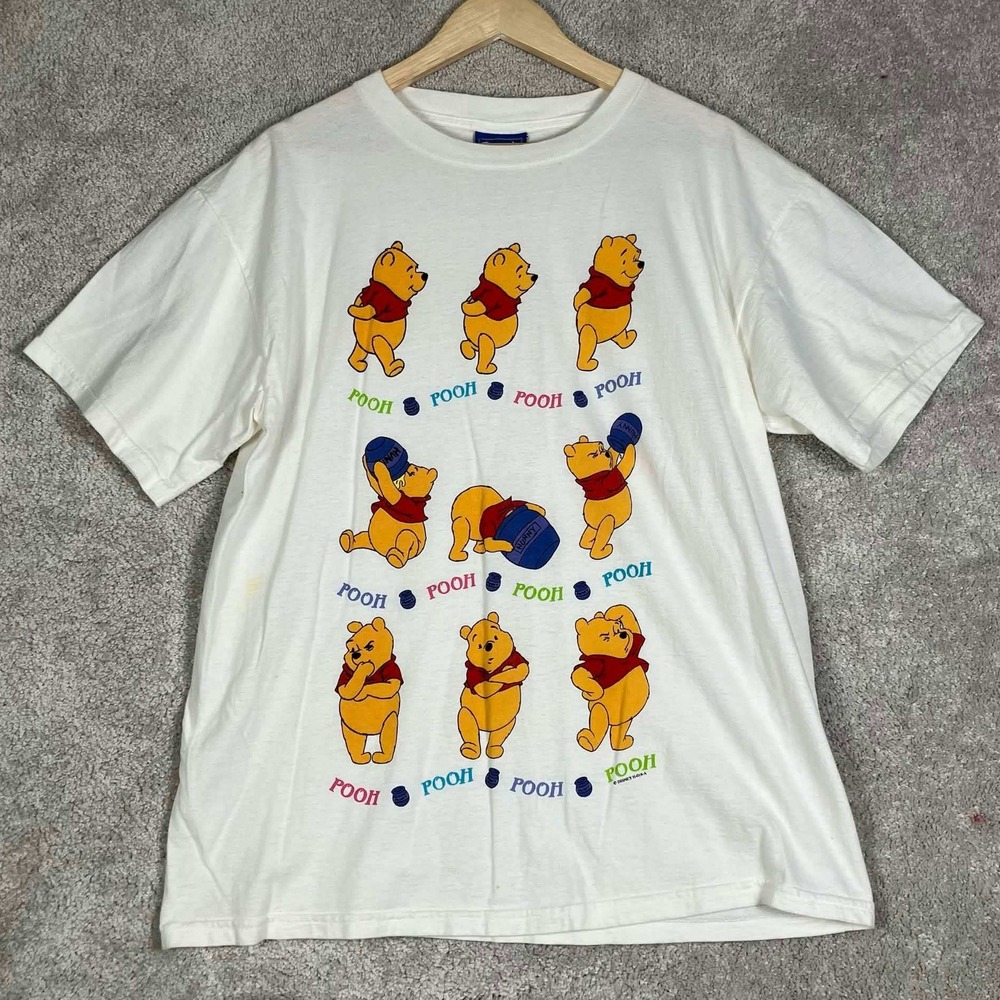 Vintage Disney Winnie the Pooh T-Shirt Mens Large White Jerry Leigh Graphic